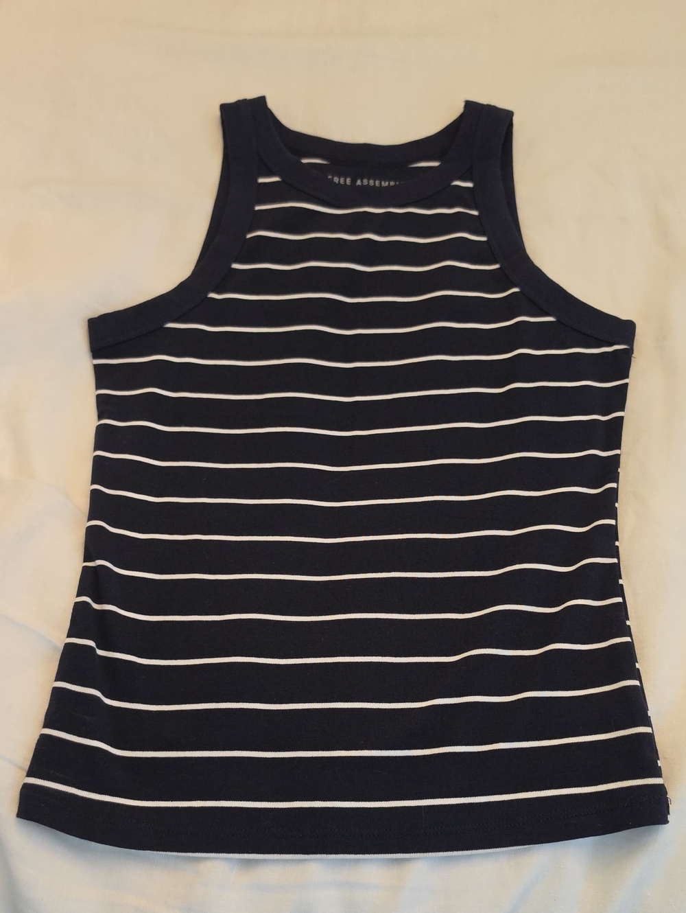Striped Navy & White Racerback Tank Top by Free Assembly